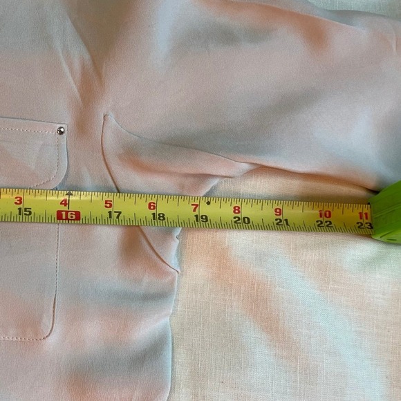 Max Mara Womens M Beige Silk Blend Button Down Blouse Long Sleeve Utility Shirt - Picture 6 of 8